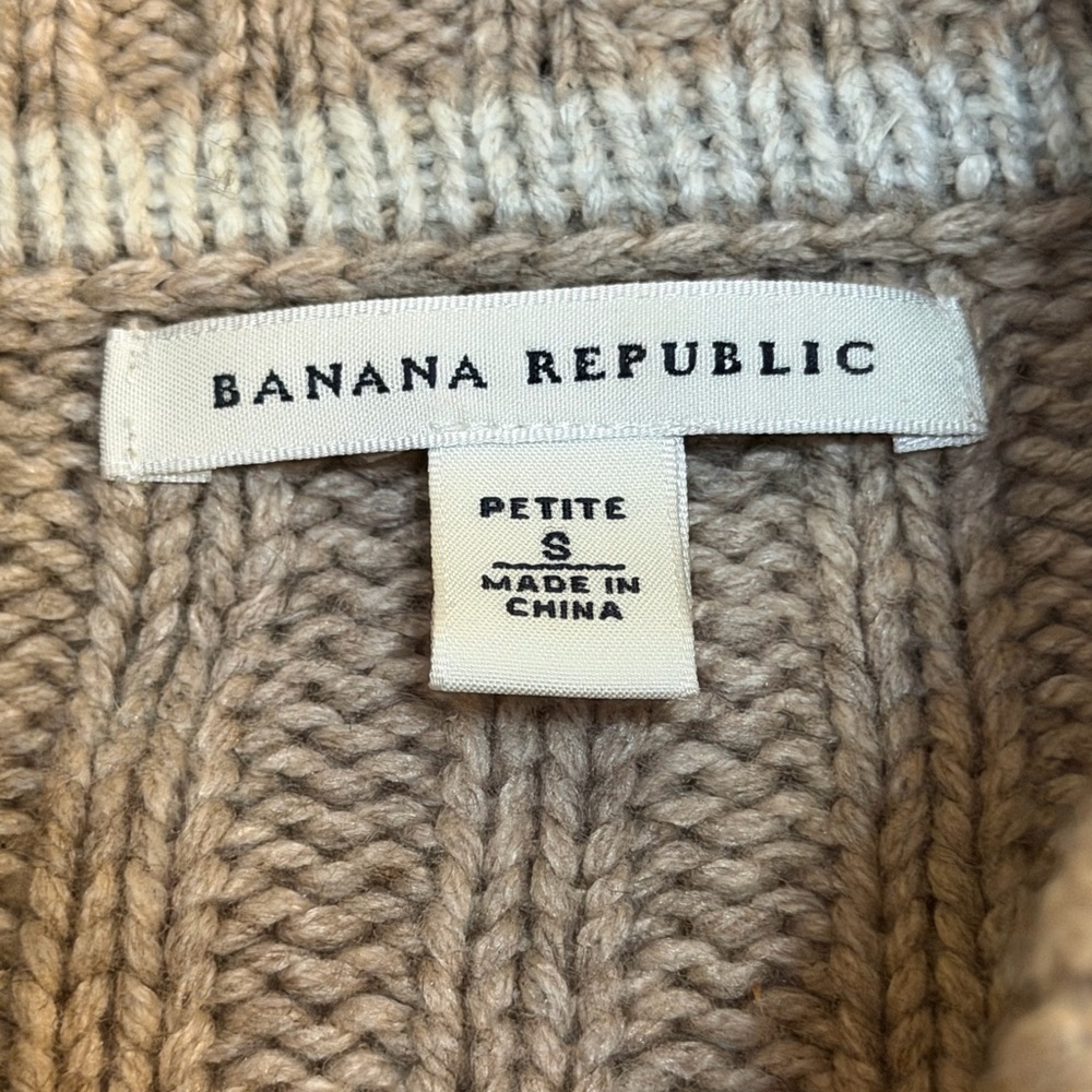 Banana Republic Petite S Lambswool Cashmere Blend Cable Knit Cardigan Sweater - Picture 4 of 7